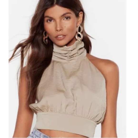 Nasty Gal Tops - Satin Crop halter top